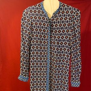 Zara Longsleeve Multicolour Patterned Midi Dress